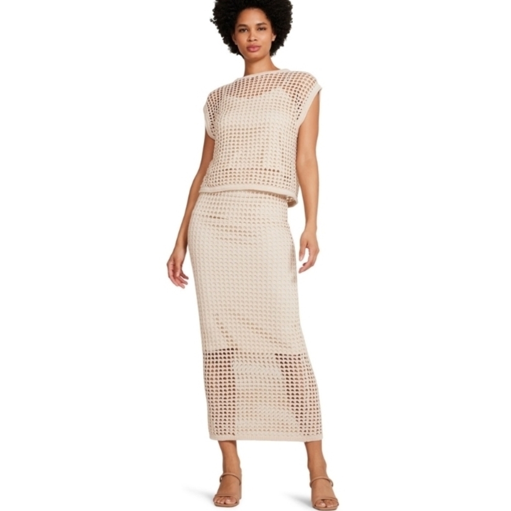 Steve Madden Cream Maxi Pencil Skirt with Cut Out